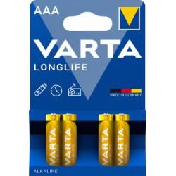 Varta Batterien AAA LR03 alkalická Micro Longlife 1,5V 4ks balenie originál